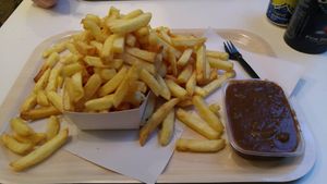 French fries (large) and stof saus at Frituur Tartaar in Ghent