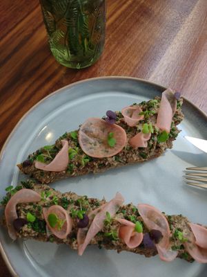 Vegan paté on sourdough bread (all made in house) at Fonzo in Malaga