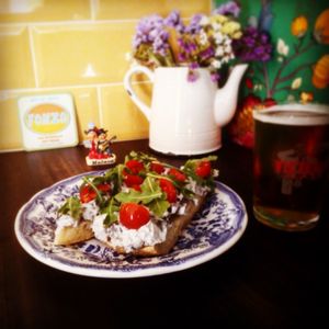 Tosta ensaladilla de champiñones con estragón at Fonzo in Malaga