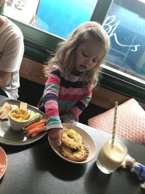 Pizza bagels!  at Megafauna in Southport