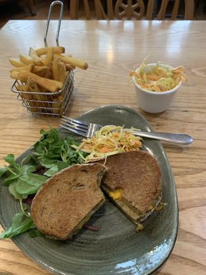 Toastie and chips   at Megafauna in Southport