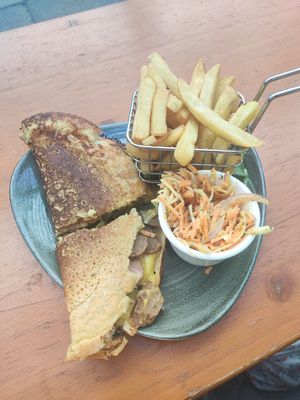 Breakfast omelette and chips at Megafauna in Southport