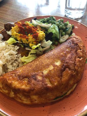Omelette and salad  at Megafauna in Southport