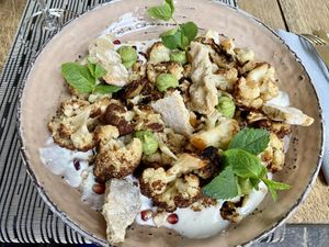 Roasted cauliflower with a vegan yoghurt and feta sauce  at Goldkind in Mayrhofen