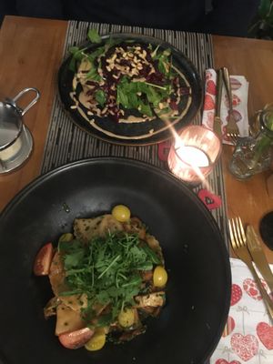 Pasta and sweet potato dish at Goldkind in Mayrhofen