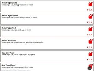 vegan options at Pizza Piazza in Zaandam