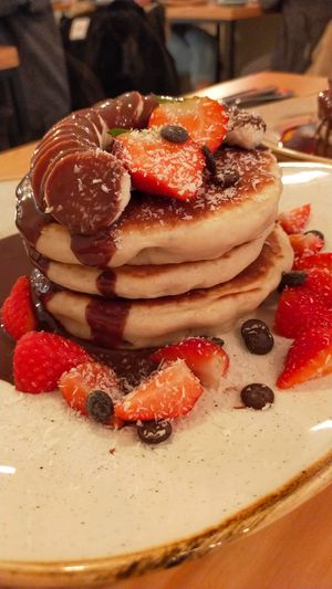 Chocolate drops pancakes at LEO Pancakes in Leuven