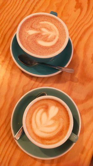 Dark chocolate + cappucino with oat  at LEO Pancakes in Leuven