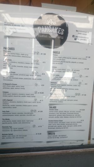 Menu at LEO Pancakes in Leuven