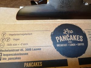 Good vegan indication at LEO Pancakes in Leuven