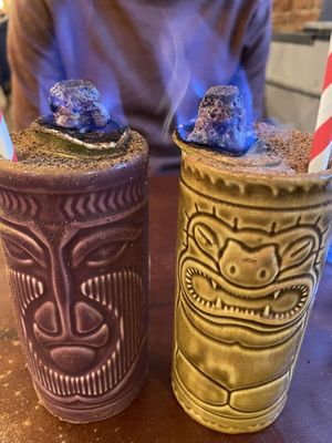 Rum cocktails after they’d been set on fire  at The Coconut Tree in Oxford