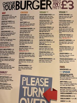 Vegan burger options  at The Grazing Shed in Cardiff