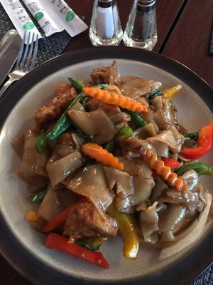 Drunken noodles with tofu. Very flavorful with the perfect amount of spice. at Thantawan Thai in Dracut