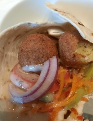 Wrapped-up balls: essentially Swedish Balls with salad in a wrap at Goed Proeven in Arnhem