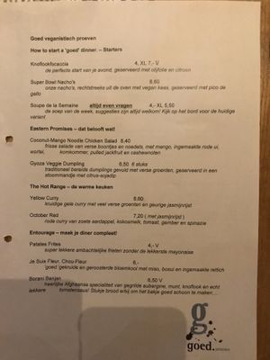De nieuwe (vegan) kaart 1/2 at Goed Proeven in Arnhem