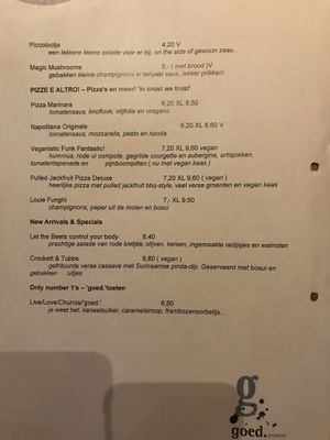 De nieuwe (vegan) kaart 2/2 at Goed Proeven in Arnhem