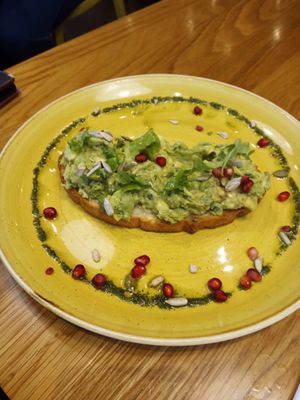 This is the avocado smash minus the cheese on the side at DXB - Giraffe - T1 in Dubai