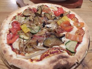 Veggie pizza at Nammi Plant Lab in Seoul