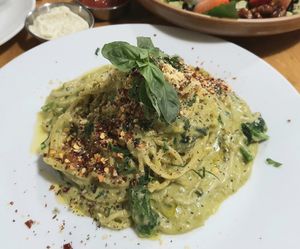 Pasta verde at Nammi Plant Lab in Seoul