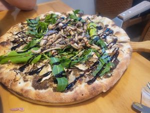 Mushroom pizza at Nammi Plant Lab in Seoul