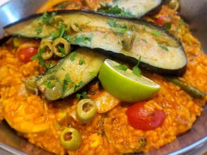 Chipotle paella at Nammi Plant Lab in Seoul
