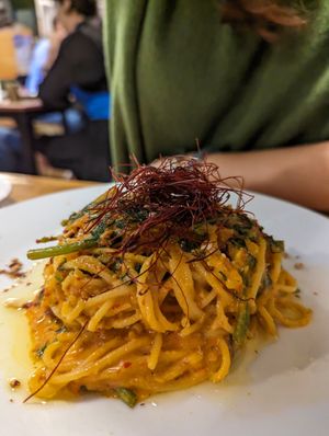 Chilli pasta at Nammi Plant Lab in Seoul