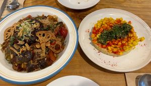 Tomato curry and corn dish   at Nammi Plant Lab in Seoul
