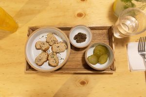 Tiny appetizer sandwiches.  The pickles were so good at Nammi Plant Lab in Seoul