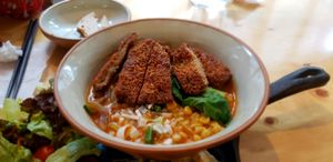 Vegan cutlet sour & spicy ramen at Nammi Plant Lab in Seoul