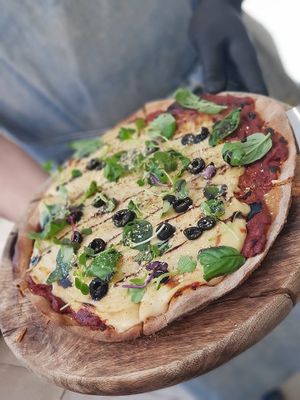 Margherita pizza at Nammi Plant Lab in Seoul