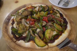 Vegetable pizza at Nammi Plant Lab in Seoul