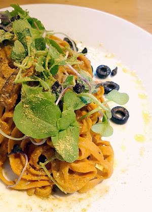 Rose cream fettuccine at Nammi Plant Lab in Seoul