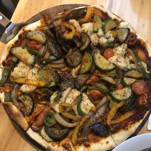 Vegan cheese pizza at Nammi Plant Lab in Seoul