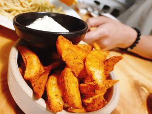 Wedge potatoes at Nammi Plant Lab in Seoul