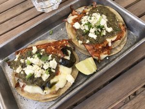 Vegetarian street tacos. Very filling at The Green Room in Lagos