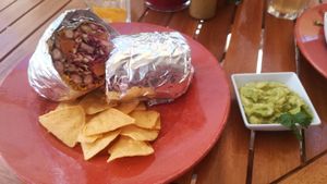Burrito (ask it vegan) and guacamole at The Green Room in Lagos