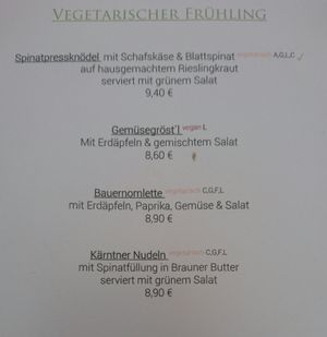 Menu Kirchenwirt at Kirchenwirt in Strobl