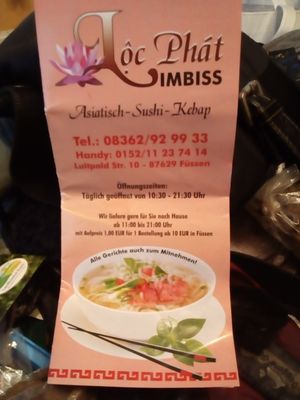 Menu at Loc Phat in Fuessen