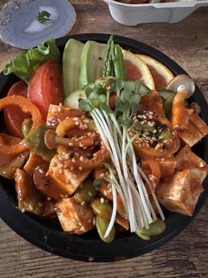 Vegan Saikoro don   at Midori's Floating World Cafe in Minneapolis