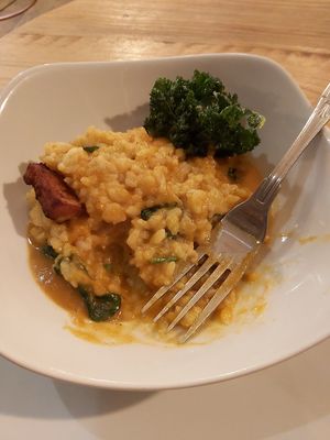 They made me a vegan risotto (not sure if it's a menu thing -- was decent) at Garrison West in Fort William