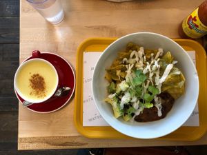 Gold milk + chilaquiles bowl at Le Watson in Montreal