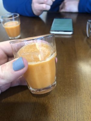 Carrot banana juice that came before the meal   at One Drop Cafe in Yokosuka