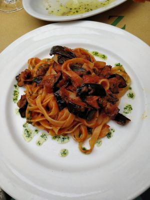 Aubergine taglietelle at La Zucca in Venice