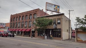 Line outside waiting in the heat for good food at Trio Plant-Based in Minneapolis