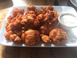 Buffalo cauliflower “chicken” wings at Trio Plant-Based in Minneapolis
