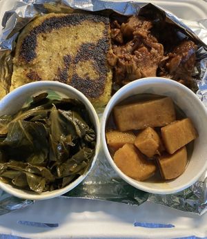 Ribs are now made with jackfruit (still good though). Yams recipe has changed for the worse   at Trio Plant-Based in Minneapolis