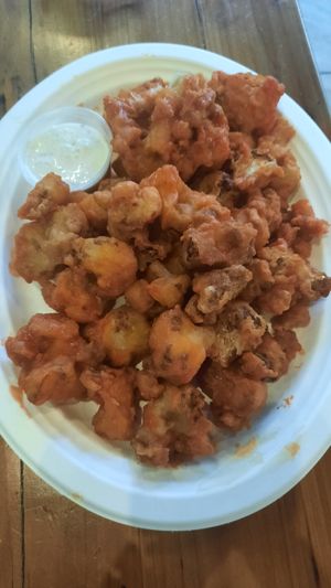 Cauliflower wings with buff sauce at Trio Plant-Based in Minneapolis