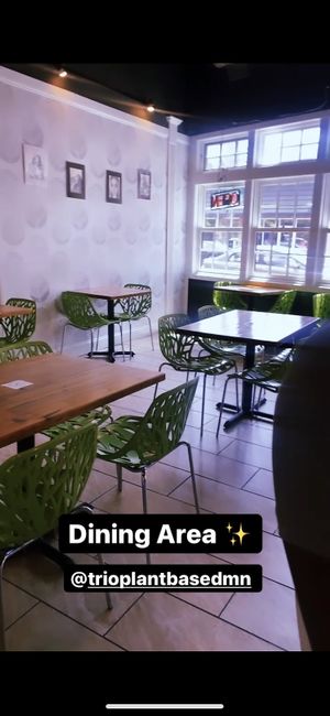 Dining Area 💕 Indoor seating is now available   at Trio Plant-Based in Minneapolis