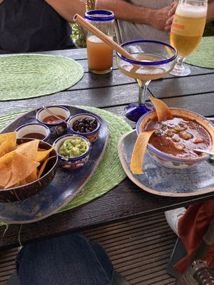 Totopos and sopa Azteca  at Mezcal Bar in Krems An Der Donau