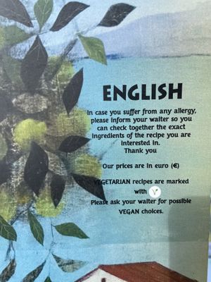 Vegan & vegetarian choices at Su e Giu in Naxos